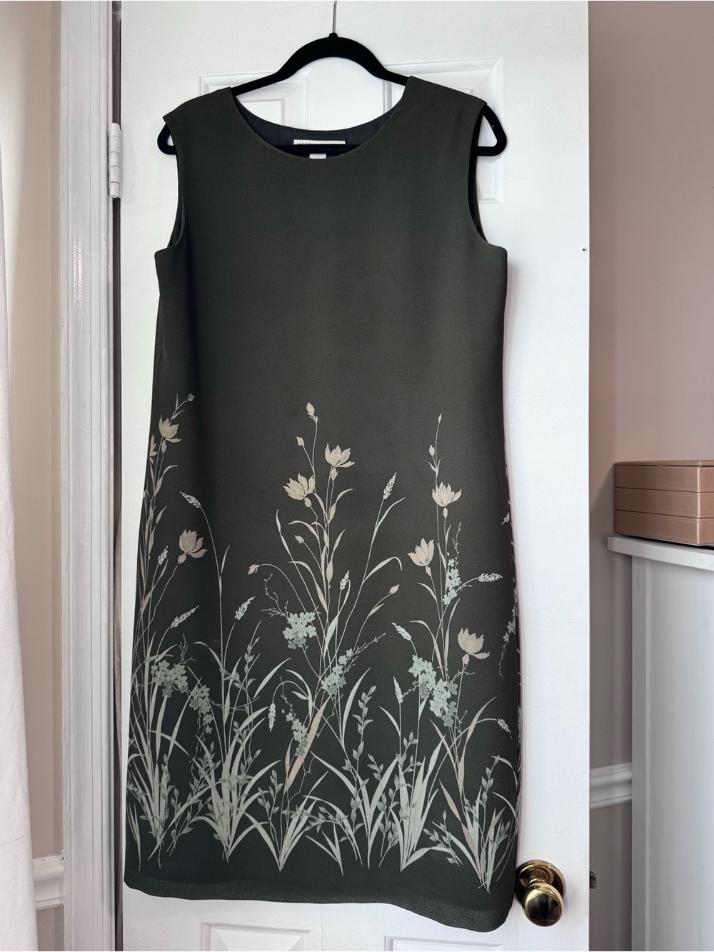 Josephine Chaus Sleeveless Olive Green Floral Dress
